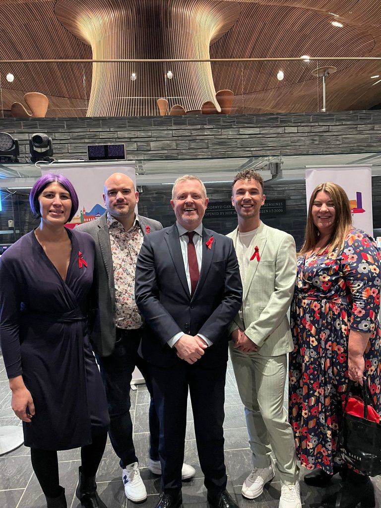 Terrence Higgins Trust Cymru team with Health Secretary Jeremy Miles MS